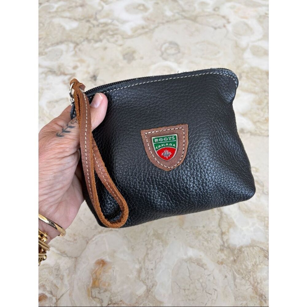 Roots Leather Zippered Pouch Wristlet
